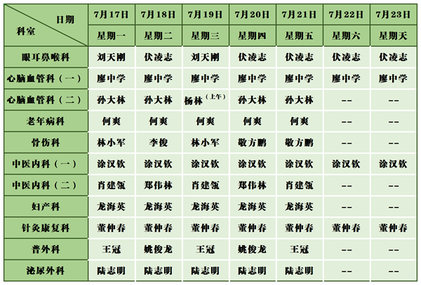 中医医院门诊排班表(7.17-7.23)_金城院区.png