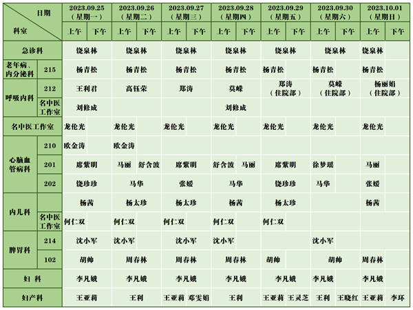 中医医院门诊排班表(9.25-10.1)_新政院区.png