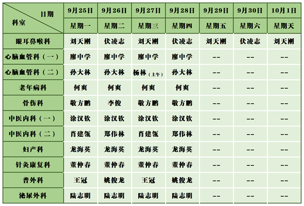中医医院门诊排班表(9.25-10.1)_金城院区.png